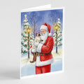 Balinese Cat with Santa Claus Greeting Cards Pack of 8 Blank Cards with Envelopes Whimsical A7 Size 5x7