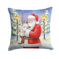 Balinese Cat with Santa Claus Decorative Throw Pillow 14x14 Indoor Outdoor Accent Cushion, Fabric Cover with Insert for Sofa, Bed, Porch & Living Room