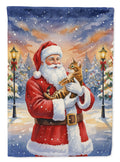 Bengal Cat with Santa Claus House Flag 28x40 Porch Sleeve Pole Decorative Outside Yard Banner Artwork Wall Hanging, Polyester
