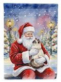 Birman Cat with Santa Claus House Flag 28x40 Porch Sleeve Pole Decorative Outside Yard Banner Artwork Wall Hanging, Polyester