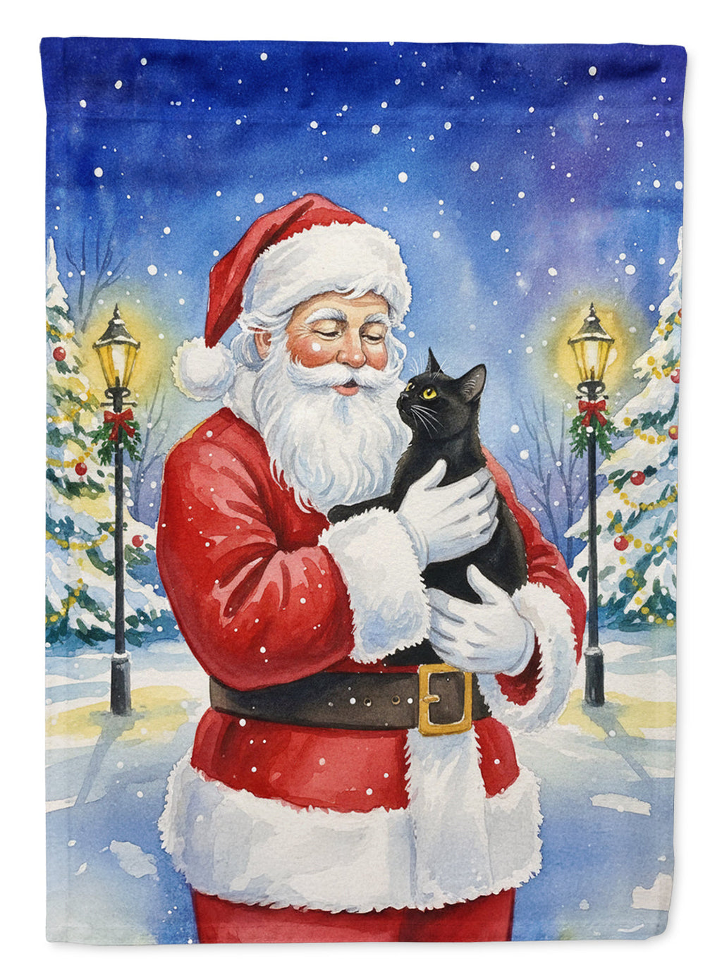 Bombay Cat with Santa Claus House Flag 28x40 Porch Sleeve Pole Decorative Outside Yard Banner Artwork Wall Hanging, Polyester