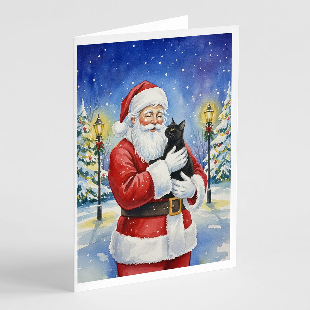 Bombay Cat with Santa Claus Greeting Cards Pack of 8 Blank Cards with Envelopes Whimsical A7 Size 5x7