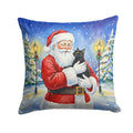 Bombay Cat with Santa Claus Decorative Throw Pillow 14x14 Indoor Outdoor Accent Cushion, Fabric Cover with Insert for Sofa, Bed, Porch & Living Room