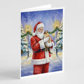 Burmese Cat with Santa Claus Greeting Cards Pack of 8 Blank Cards with Envelopes Whimsical A7 Size 5x7