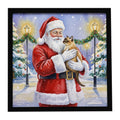 Burmese Cat with Santa Claus Framed Metal Print Bathroom, Kitchen, Office, Home Decor Wall Art Ready to Hang, Square, 8X8