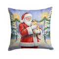 Burmese Cat with Santa Claus Decorative Throw Pillow 18x18 Indoor Outdoor Accent Cushion, Fabric Cover with Insert for Sofa, Bed, Porch & Living Room