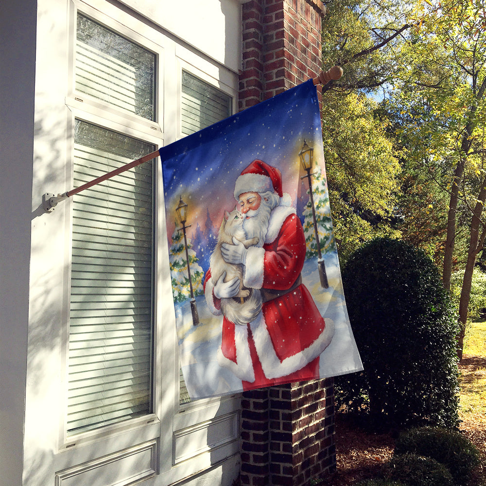 Burmilla Cat with Santa Claus House Flag 28x40 Porch Sleeve Pole Decorative Outside Yard Banner Artwork Wall Hanging, Polyester
