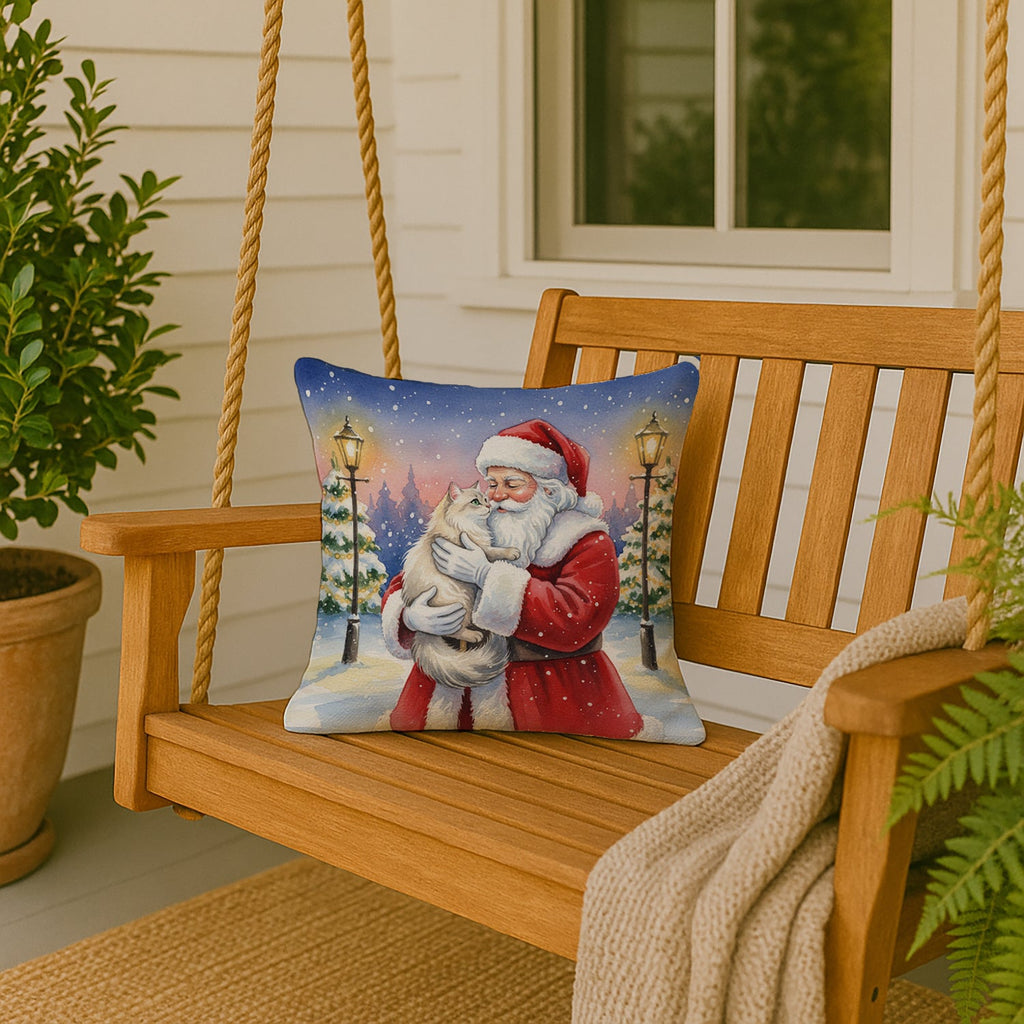 Burmilla Cat with Santa Claus Decorative Throw Pillow 18x18 Indoor Outdoor Accent Cushion, Fabric Cover with Insert for Sofa, Bed, Porch & Living Room