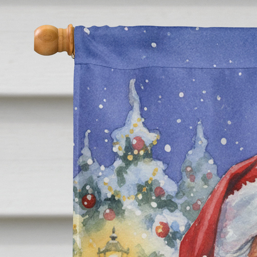 Calico Cat with Santa Claus House Flag 28x40 Porch Sleeve Pole Decorative Outside Yard Banner Artwork Wall Hanging, Polyester
