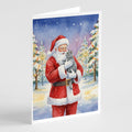 Chartreux Cat with Santa Claus Greeting Cards Pack of 8 Blank Cards with Envelopes Whimsical A7 Size 5x7