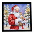 Cornish Rex Cat with Santa Claus Framed Metal Print Bathroom, Kitchen, Office, Home Decor Wall Art Ready to Hang, Square, 8X8