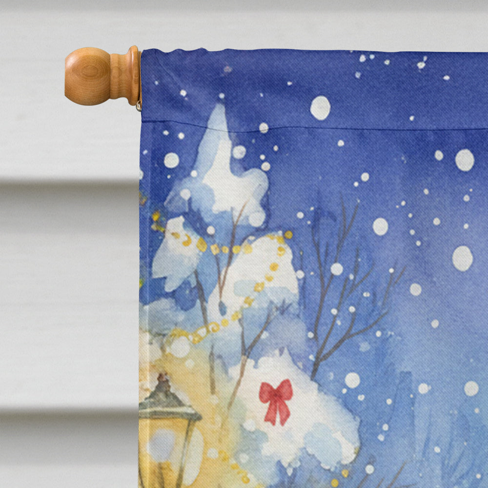 Cream and White Cat with Santa Claus House Flag 28x40 Porch Sleeve Pole Decorative Outside Yard Banner Artwork Wall Hanging, Polyester