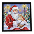 Devon Rex Cat with Santa Claus Framed Metal Print Bathroom, Kitchen, Office, Home Decor Wall Art Ready to Hang, Square, 8X8
