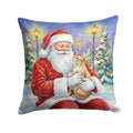 Devon Rex Cat with Santa Claus Decorative Throw Pillow 18x18 Indoor Outdoor Accent Cushion, Fabric Cover with Insert for Sofa, Bed, Porch & Living Room