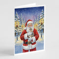Dilute Tortoiseshell Cat with Santa Claus Greeting Cards Pack of 8 Blank Cards with Envelopes Whimsical A7 Size 5x7
