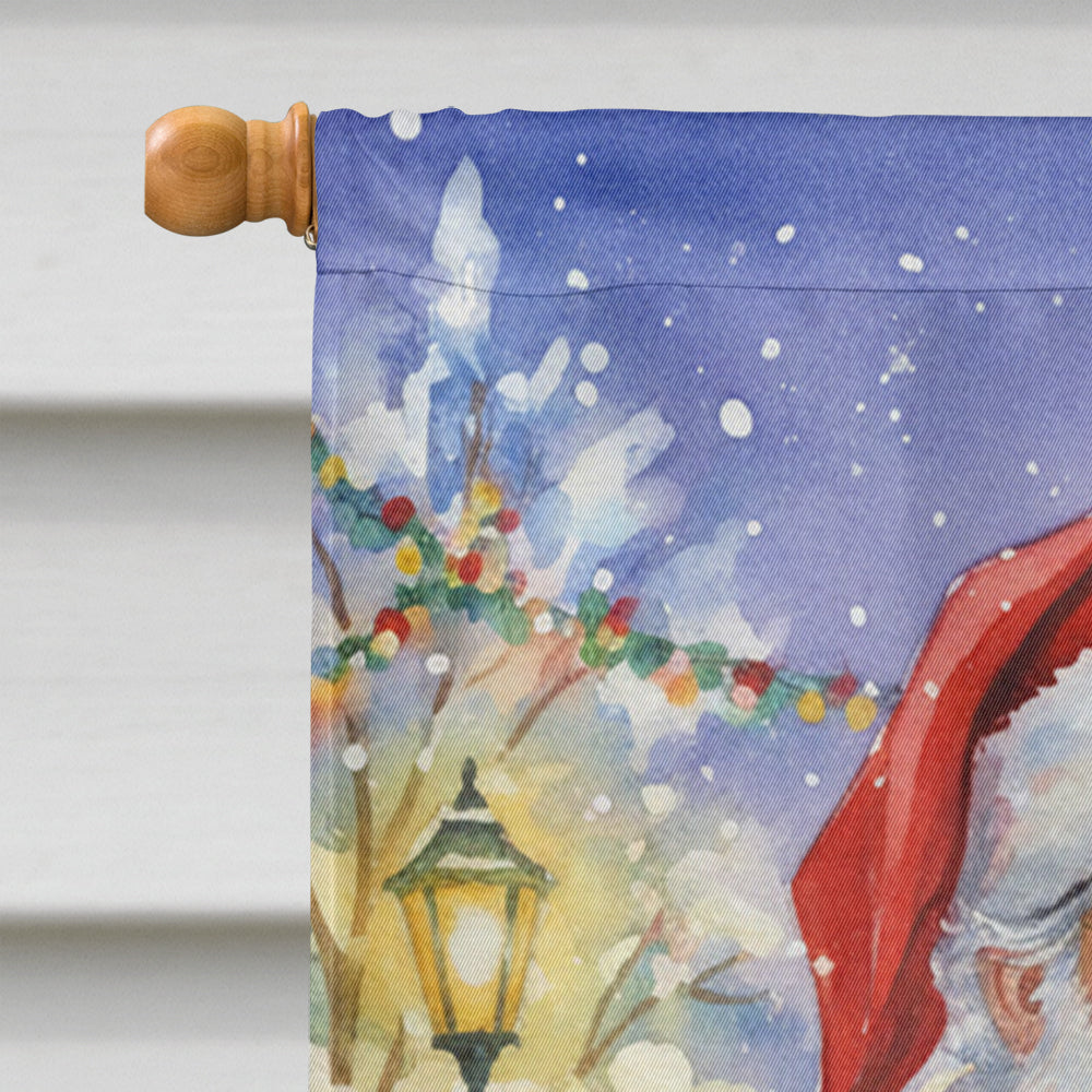 Egyptian Mau Cat with Santa Claus House Flag 28x40 Porch Sleeve Pole Decorative Outside Yard Banner Artwork Wall Hanging, Polyester