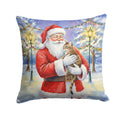 Egyptian Mau Cat with Santa Claus Decorative Throw Pillow 18x18 Indoor Outdoor Accent Cushion, Fabric Cover with Insert for Sofa, Bed, Porch & Living Room