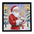 Exotic Shorthair Cat with Santa Claus Framed Metal Print Bathroom, Kitchen, Office, Home Decor Wall Art Ready to Hang, Square, 8X8