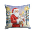 Exotic Shorthair Cat with Santa Claus Decorative Throw Pillow 18x18 Indoor Outdoor Accent Cushion, Fabric Cover with Insert for Sofa, Bed, Porch & Living Room