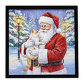 Flame Point Cat with Santa Claus Framed Metal Print Bathroom, Kitchen, Office, Home Decor Wall Art Ready to Hang, Square, 8X8