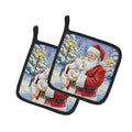 Flame Point Cat with Santa Claus Pot Holder Set of 2 Heat Resistant Quilted Hot Pads 7.5 x 7.5 Inch, Insulated Kitchen Trivets for Cooking & Baking