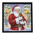 Havana Cat with Santa Claus Framed Metal Print Bathroom, Kitchen, Office, Home Decor Wall Art Ready to Hang, Square, 8X8