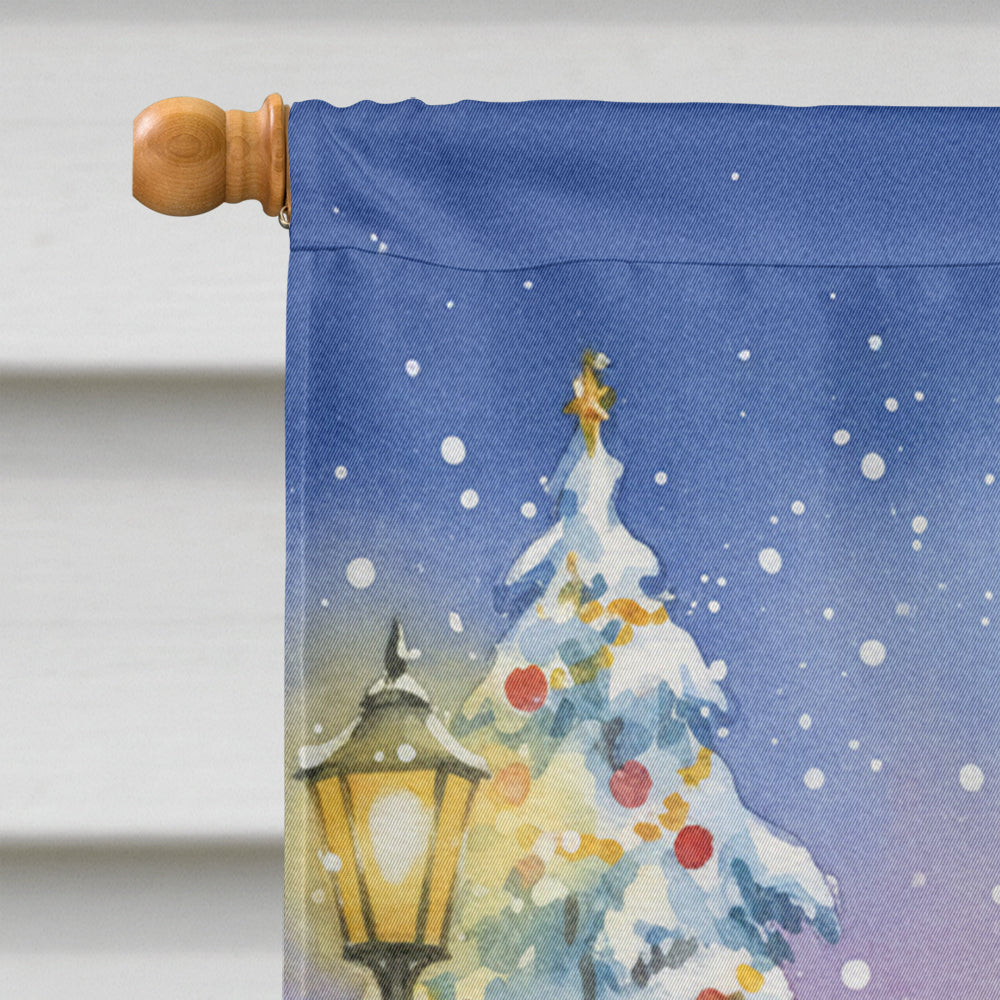 Japanese Bobtail Cat with Santa Claus House Flag 28x40 Porch Sleeve Pole Decorative Outside Yard Banner Artwork Wall Hanging, Polyester