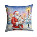 Javanese Cat with Santa Claus Decorative Throw Pillow 18x18 Indoor Outdoor Accent Cushion, Fabric Cover with Insert for Sofa, Bed, Porch & Living Room