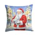 Khao Manee Cat with Santa Claus Decorative Throw Pillow 18x18 Indoor Outdoor Accent Cushion, Fabric Cover with Insert for Sofa, Bed, Porch & Living Room