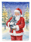 Korat Cat with Santa Claus House Flag 28x40 Porch Sleeve Pole Decorative Outside Yard Banner Artwork Wall Hanging, Polyester