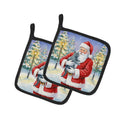 Korat Cat with Santa Claus Pot Holder Set of 2 Heat Resistant Quilted Hot Pads 7.5 x 7.5 Inch, Insulated Kitchen Trivets for Cooking & Baking