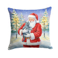 Korat Cat with Santa Claus Decorative Throw Pillow 18x18 Indoor Outdoor Accent Cushion, Fabric Cover with Insert for Sofa, Bed, Porch & Living Room