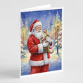 LaPerm Cat with Santa Claus Greeting Cards Pack of 8 Blank Cards with Envelopes Whimsical A7 Size 5x7