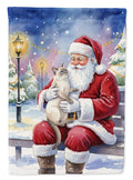 Lilac Point Cat with Santa Claus House Flag 28x40 Porch Sleeve Pole Decorative Outside Yard Banner Artwork Wall Hanging, Polyester