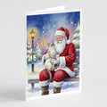 Lilac Point Cat with Santa Claus Greeting Cards Pack of 8 Blank Cards with Envelopes Whimsical A7 Size 5x7