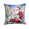 Lilac Point Cat with Santa Claus Decorative Throw Pillow 14x14 Indoor Outdoor Accent Cushion, Fabric Cover with Insert for Sofa, Bed, Porch & Living Room