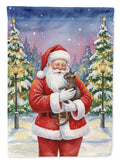 Lykoi Cat with Santa Claus House Flag 28x40 Porch Sleeve Pole Decorative Outside Yard Banner Artwork Wall Hanging, Polyester