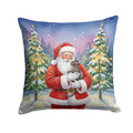 Lykoi Cat with Santa Claus Decorative Throw Pillow 18x18 Indoor Outdoor Accent Cushion, Fabric Cover with Insert for Sofa, Bed, Porch & Living Room