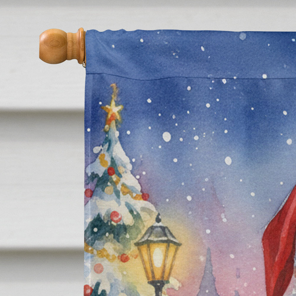Lynx Point Cat with Santa Claus House Flag 28x40 Porch Sleeve Pole Decorative Outside Yard Banner Artwork Wall Hanging, Polyester