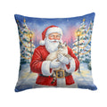Lynx Point Cat with Santa Claus Decorative Throw Pillow 18x18 Indoor Outdoor Accent Cushion, Fabric Cover with Insert for Sofa, Bed, Porch & Living Room