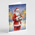 Malayan Cat with Santa Claus Greeting Cards Pack of 8 Blank Cards with Envelopes Whimsical A7 Size 5x7