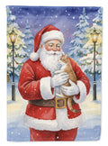Manx Cat with Santa Claus House Flag 28x40 Porch Sleeve Pole Decorative Outside Yard Banner Artwork Wall Hanging, Polyester