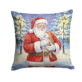 Manx Cat with Santa Claus Decorative Throw Pillow 14x14 Indoor Outdoor Accent Cushion, Fabric Cover with Insert for Sofa, Bed, Porch & Living Room