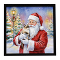 Mekong Bobtail Cat with Santa Claus Framed Metal Print Bathroom, Kitchen, Office, Home Decor Wall Art Ready to Hang, Square, 8X8