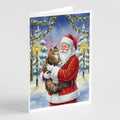 Norwegian Forest Cat Brown Tabby with Santa Claus Greeting Cards Pack of 8 Blank Cards with Envelopes Whimsical A7 Size 5x7
