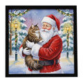 Norwegian Forest Cat Brown Tabby with Santa Claus Framed Metal Print Bathroom, Kitchen, Office, Home Decor Wall Art Ready to Hang, Square, 8X8