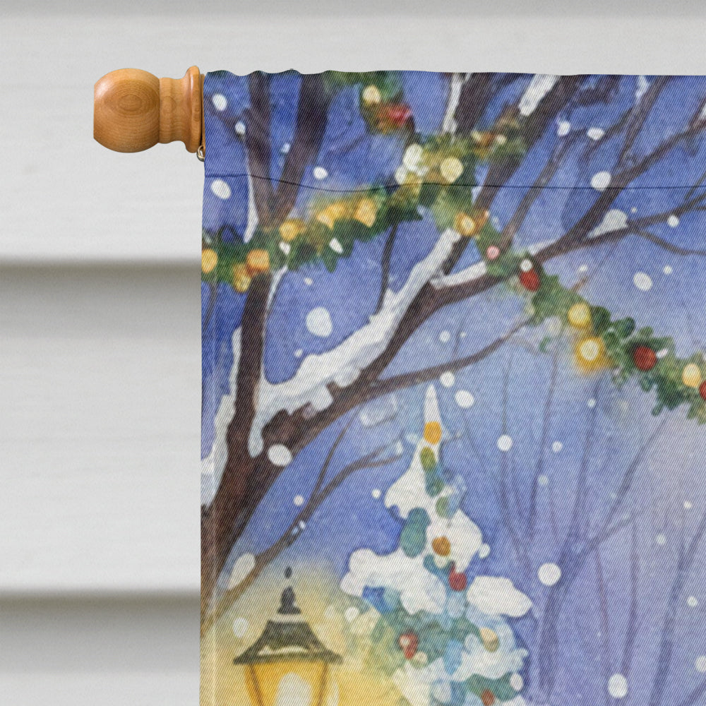 Orange and White Cat with Santa Claus House Flag 28x40 Porch Sleeve Pole Decorative Outside Yard Banner Artwork Wall Hanging, Polyester