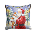 Orange and White Cat with Santa Claus Decorative Throw Pillow 18x18 Indoor Outdoor Accent Cushion, Fabric Cover with Insert for Sofa, Bed, Porch & Living Room