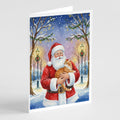 Orange Classic Tabby Cat with Santa Claus Greeting Cards Pack of 8 Blank Cards with Envelopes Whimsical A7 Size 5x7