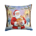 Orange Classic Tabby Cat with Santa Claus Decorative Throw Pillow 14x14 Indoor Outdoor Accent Cushion, Fabric Cover with Insert for Sofa, Bed, Porch & Living Room